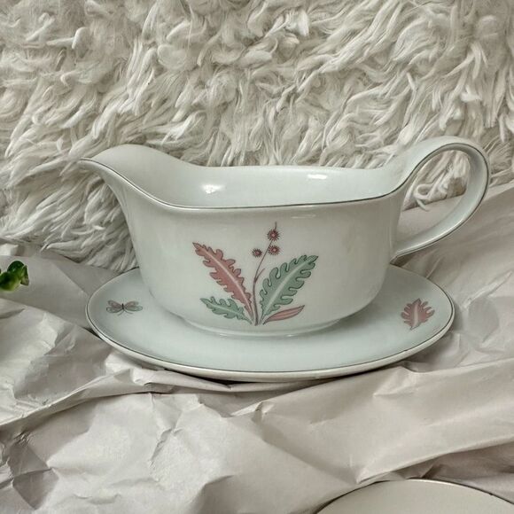 Arzberg‎ Porcelain Gravy Boat with underplate & 6 pc sauce plate set floral - Picture 3 of 11